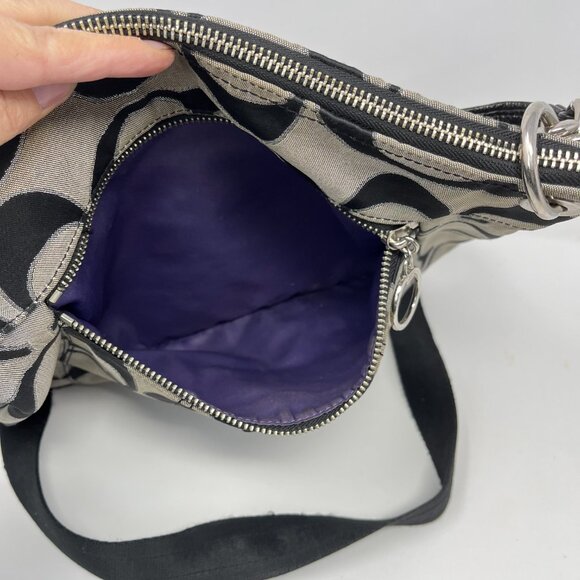 Coach Poppy Signature Crossbody / Shoulder Bag / Purse Black Silver J1163-18135 - Picture 7 of 11